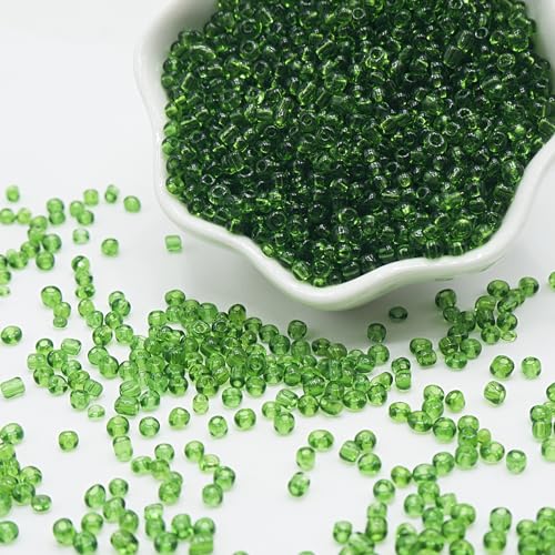 Dark Green Glass Seed Beads 5000 Pcs, 3mm Small Craft Pony Beads Bulk for Bracelets, DIY Necklace Ring Waist Chain - color: Dark Green