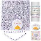 Acrylic Letter Beads 4mm Flat Round, 6mm Square - Beads for Making Friendship Bracelet or Necklace (26 Pieces of Flat Round White with Purple) - color: 26 pieces of flat round white with purple