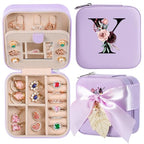 AYGXU Travel Jewelry Box for Women and Girls - Small Case With Initial A-Z - Teacher Gifts - color: purple, size: Y