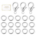 23Pcs 925 Sterling Silver Lobster Claw Clasps 10mm with Open Jump Rings Jewelry Making Set, Sterling Silver Jewelry Finding Supplies Small Lobster Clasps for Necklaces Bracelet Chains Connector - color: 23PcsA