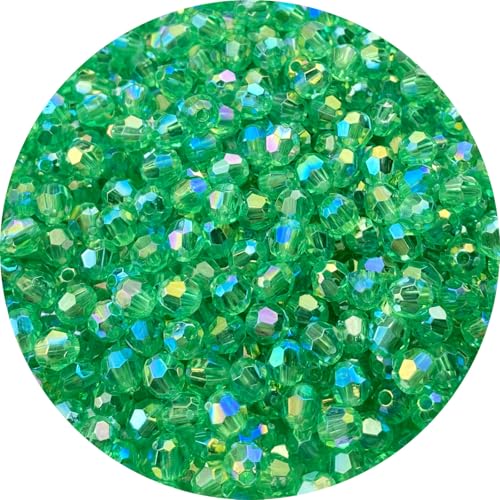 1000 PCS 6mm Acrylic Faceted Spacer Beads AB Color Glossy Round Loose Beads for Jewelry Making Bracelet Necklace Earring Ornament Wind Chimes Key Chains(Green AB) - color: Green AB, size: 6mm