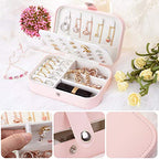 jiemei Jewelry Box, Travel Jewelry Organizer Cases with Doubel Layer for Women’s Necklace Earrings Rings and Travel Accessories(Pink) - color: Pink