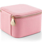 Vlando Travel Jewelry Box for Women,Faux Leather Jewelry Case with 6 Velvet Jewelry Zipper Pockets,Gift Ideas for Women Wife Earrings Necklace Rings Storage Boxes(Strawberry Pink) - color: 6PCS-Strawberry Pink