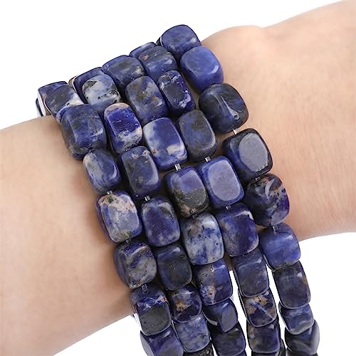 BEADIA Natural Blue Sodalite Cuboid Stone Loose Semi Gemstone Beads for Jewelry Making 8mmx12mm 38cm/Strand - color: Blue Sodalite, size: 8mm X 12mm