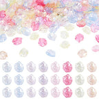Glass Leaf Beads Crystal Glass Leaf Charms Transparent Leaves Pendants Tiny Green Leaf Bead Caps for Christmas Earring Bracelet Jewelry Making DIY Keychain Craft - color: AB Color-Leaf