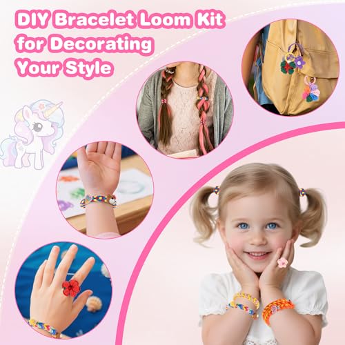 Rubber Band Bracelet Kit for Kids Girls Ages 6-12, 1300+ PCS DIY Craft Kits with 2 Weaving Comb & Organizer, Weaving Loom Kit Toys, Christmas Birthday Valentine Gifts for 7 8 9 10 11 12 Year Old