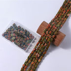 Natural Large Unakite Cube Stone Beads 8x11mm 38cm/str Loose Semi Gemstone Stone Square Beads for Making Bracelets Necklace - color: Unakite