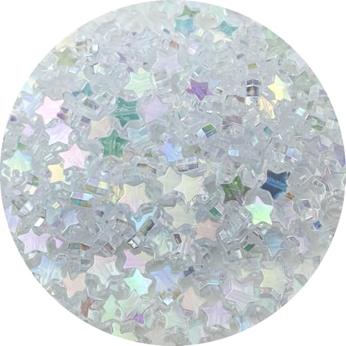 450 PCS Acrylic Star Shape Beads AB Colors Loose Pony Spacer Beads with Hole for Jewelry Making Necklace Earring Key Chains DIY Projects(Transparent AB) - color: Transparent AB
