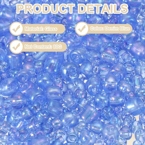 MECCANIXITY 15/0 11/0 8/0 6/0 Glass Seed Beads 1.5mm/2mm/3mm/4mm Loose Seed Beads for Jewelry Earring Bracelet Craft Making, 5888PCS, Denim Blue - color: Denim Blue