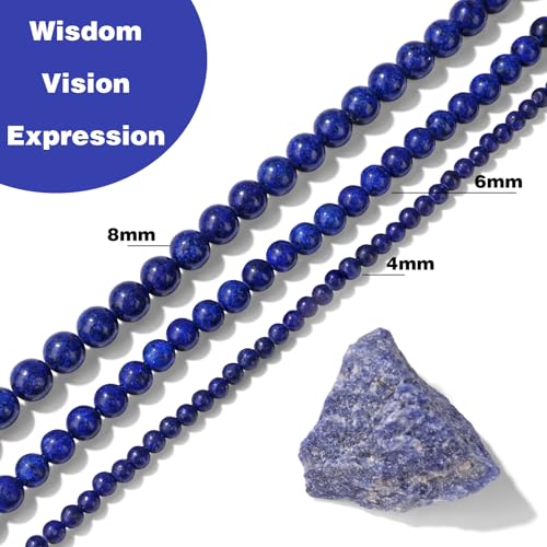 Raicegs 100pcs 6mm Lapis Lazuli Beads Natural Gemstone Beads Round Loose Beads for Jewelry Making DIY Bracelets Necklace - color: Lapis Lazuli, size: 6mm Round