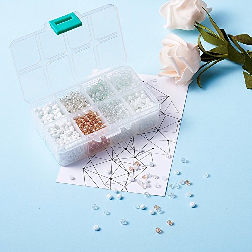 Pandahall About 1900Pcs 6/0 Glass Seed Beads Round Loose Spacer Beads Hole: 1mm for DIY Jewelry Making (White & Clear) - color: White, size: 6/0