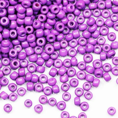 Bulk 4 mm Purple Seed Beads for Jewelry Making 200 Grams About 3380pcs,6/0 Glass Craft Beads for Making Earrings, Bracelets, Pendants, Waist Jewelry, DIY Handmade Seed Beads (Purple) - color: Purple, size: 4mm