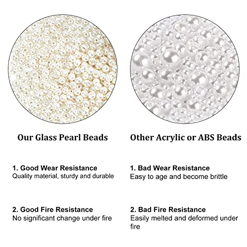 PH PandaHall 4mm Pearl Beads, 1000 Pcs Tiny Smooth Satin Luster Craft Glass Pearl Bead Round Loose Spacer Beads for Earring Bracelet Necklace Waist Chain Wedding Crafts, Cream White - color: Cream White