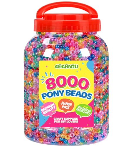 Glitter Pony Beads for Bracelet 8050 pcs Multi-Colored Beads Bulk for Hair Jewelry Making Braiding DIY Crafts Kandi Key Chains and Ornaments Decorations 9 Assorted Colors,Boxed (8050) - color: Multi Colored-Glitter Beads, size: X-Large