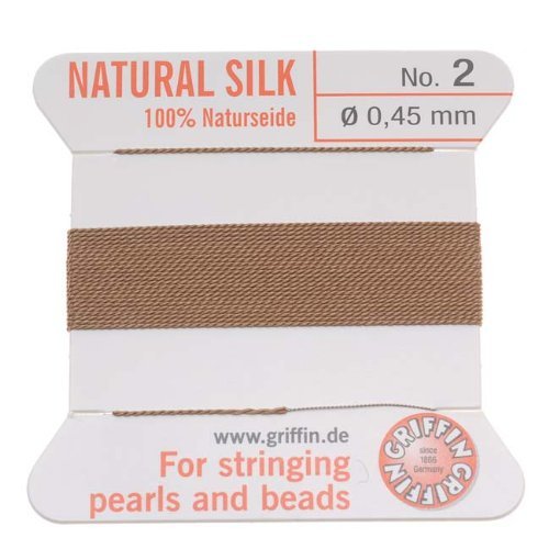 Griffin Silk Beading Cord & Needle Size 2 Beige