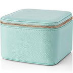 VLANDO Travel Jewelry Box for Women Faux Leather Jewelry Box with 6 Velvet Jewelry Zipper Pockets Earrings Necklace Rings Storage Boxes Christmas Gift for Mom Wife(Lake Blue) - color: 6PCS-Lake Blue
