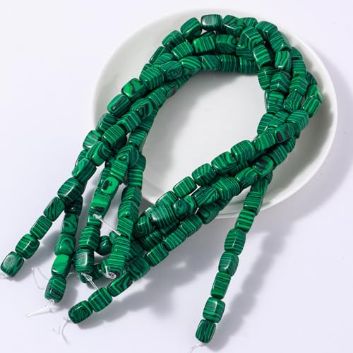Natural Large Malachite Cube Stone Beads 8x11mm 38cm/str Loose Semi Gemstone Stone Square Beads for Making Bracelets Necklace - color: Malachite