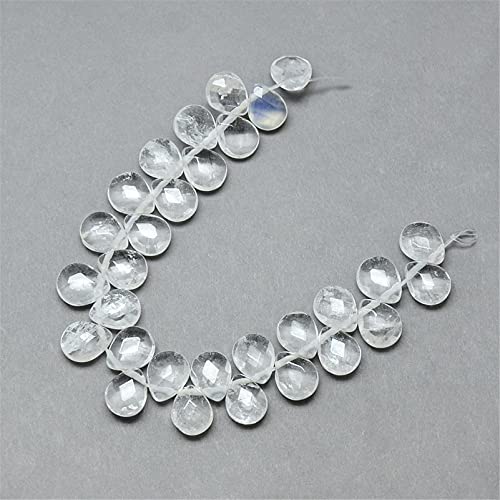 Craftdady 27pcs Faceted Teardrop Natural Crystal Quartz Beads Top Drilled Energy Healing Gemstone Loose Beads Polished Chakra Stone Loose Beads 12x9-10mm for DIY Jewelry Crafts - color: Crystal Quartz