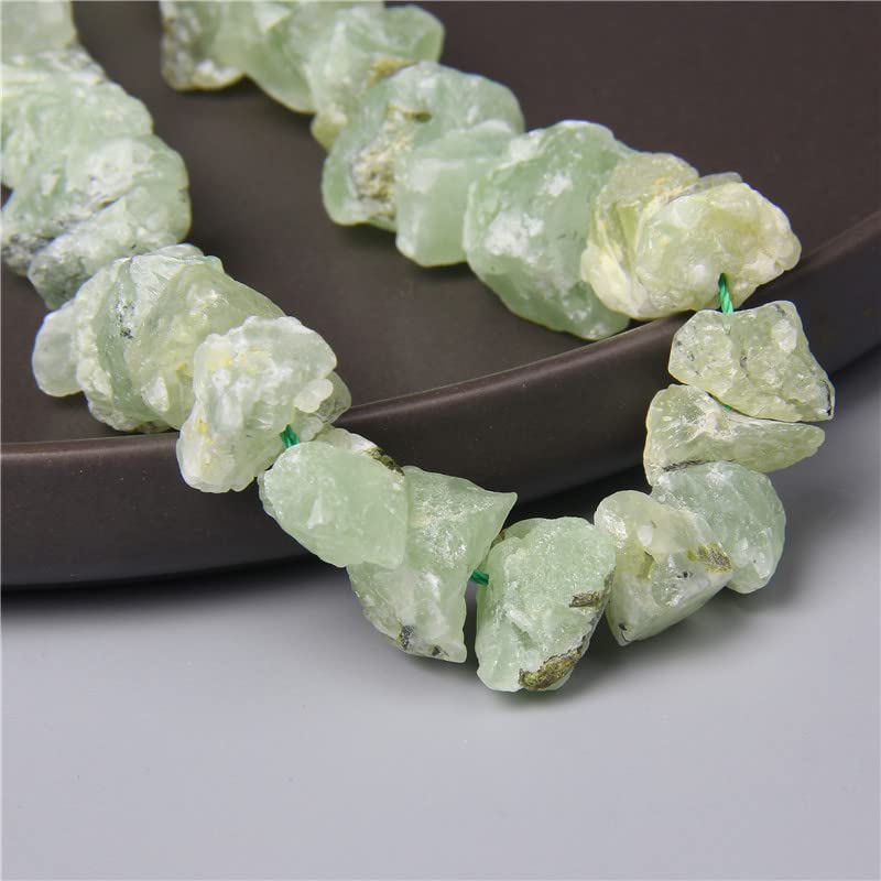 10-13mm Natural Irregular Freeform Raw Prehnite Stone Nugget Beads Reiki Crystal Healing Minerals Quartz Bead DIY Jewelry Making - color: Prehnite