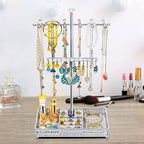 Meangood Jewelry Organizer Stand, 15.6" H Jewelry Tree Display Holder Stand for Bracelets Necklaces Earrings Rings, Gift for Women Girls (Silver) - color: Silver