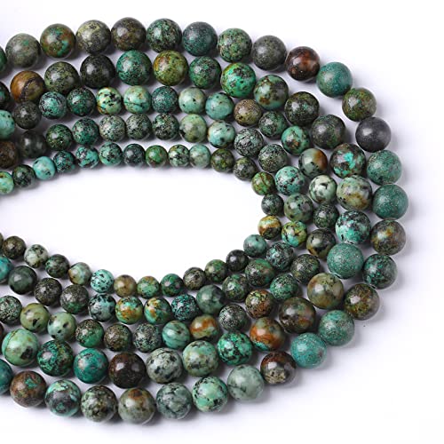 6mm 60pcs Natural African Turquoise Stone Beads for Jewelry Making Round Loose Gemstone Beads DIY Bracelet Necklace Earrings - color: African Turquoises, size: 6mm