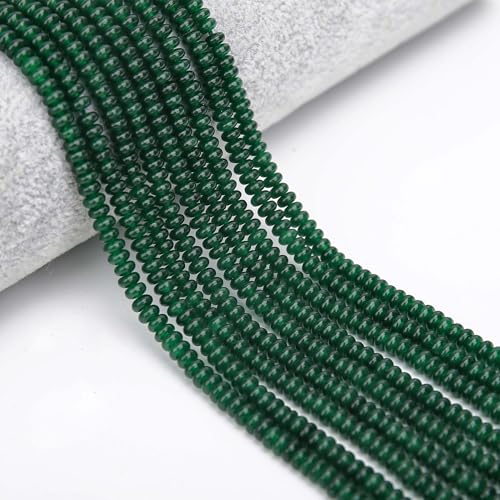 2 Strands (300PCs) Green Jade Rondelle Beads, 2 * 4mm Gemstone Loose Spacer Abacus Disk Beads for DIY Bracelet Necklace Earrings Jewelry Making, Craft Supplies Beading Kit - color: Green Jade, size: 2*4MM