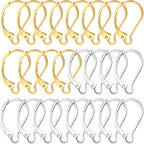 24 Pcs Leverback Earring Hooks, Stainless Steel Clasp Hoop, Hypoallergenic Dangles Earring Hooks, French Ear Wire Findings for Women, DIY Crafts, Jewelry Making (Gold, Silver) - color: Silver, Gold 24pcs