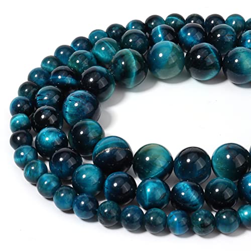 45pcs 8mm Natural Aquamarine Tiger Eye Gemstone Beads Energy Healing Crystal Round Loose Stone Beads for Jewelry Making, DIY Bracelets Necklaces - color: Aquamarine Tiger Eye, size: 8mm