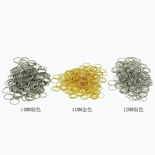 H&D 500pcs Round Edged Split Circular Ring Clips for Crystal Lamps, Crystal Curtain, Crystal Garland, Necklaces, Keys, Earrings, Jewelry Making and Craft Ideas (14mm, Silver) - color: Silver