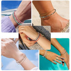 BONNY BOXX Natural Genuine Gemstone Faceted Round Beads Bracelets, 3mm Adjustable Stretchy Tiny Faceted Black Tourmaline Bracelet, Healing Crystal Reiki Chakra Dainty Jewelry Fashion Gifts - color: Garnet
