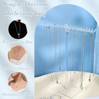 OAOLEER Acrylic Necklace Organizer, Tall Necklace Holder Stand, Jewelry Organizer Display Hanger Rack with Bilateral Hooks for Necklaces Pendant Bracelets Ring (13.7 IN) - size: Tall 13.7In