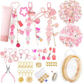 Ecoofor 249Pcs Keychain Making Kit for Kids & Adults – Includes 15 Keychain Clips, 16.4 Feet Chains, 100 Charms, Beading Accessories, Jewelry Pliers – DIY Bag Charms & Jewelry Craft Kit Supplies - color: Elegant Pink Set