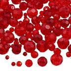 480pcs Crystal Glass Beads 3mm 4mm 6mm 8mm 10mm Round Faceted Glass Spacer Beads for Bracelets Necklace Earring DIY Jewelry Making Craft(Red) - color: Red