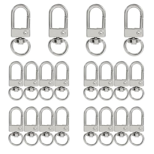 20Pcs Silver Metal Lobster Claw Clasps, Swivel Lanyards Snap Hooks for Jewelry Making, Keychain,Bag Connector - color: silver