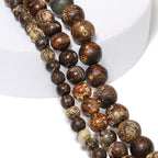 Stone Beads, 45pcs Brown Dragon Vein Agate, 8mm Round Loose Beads for Jewelry Making, Bracelets, with Bag, String & Card - color: Brown Dragon Vein Agate, size: 8mm