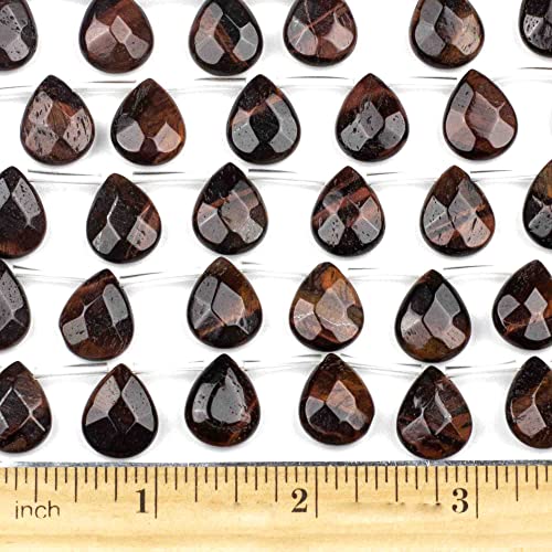 Cherry Blossom Beads Red Tigereye Faceted 12x15mm Top Drilled Teardrop - 12 pcs/ 8 inch Strand - color: Red Tiger Eye