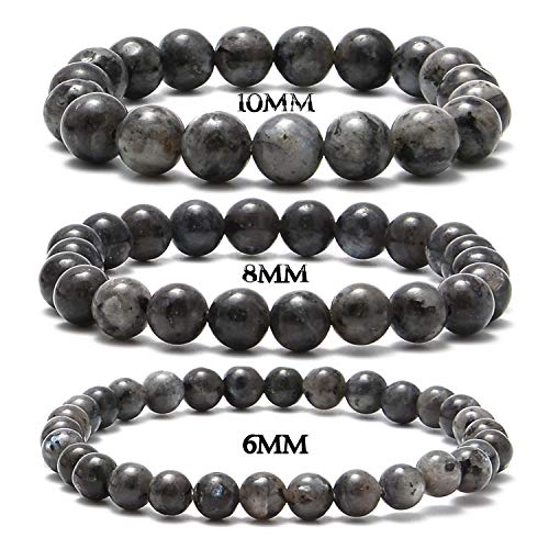 NCB 100pcs Original Natural Stone Beads Gemstone Round Loose Beads 6mm 8mm 10mm (Black Larvikite, 6mm 100Beads) - color: Black Larvikite, size: 6mm 100beads