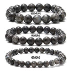 NCB 100pcs Original Natural Stone Beads Gemstone Round Loose Beads 6mm 8mm 10mm (Black Larvikite, 6mm 100Beads) - color: Black Larvikite, size: 6mm 100beads
