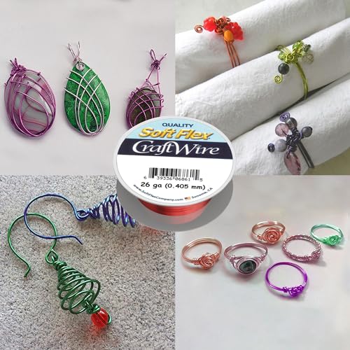 Soft Flex 26 Gauge Craft Wire - 27 Meters - Jewelry Wire with Tarnish Resistant Silver Plating - style: Red