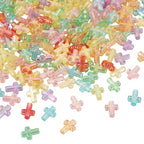200Pcs Clear Acrylic Cross Kandi Beads AB Color Crucifix Halloween Easter Bracelet Beads for Keychain Iridescent Crafts DIY Jesus Bracelet Rosary Jewelry Making Supplies 16x12.5mm - color: Random AB Colors