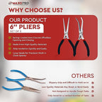 Premium 6 Inch Mini Needle Nose Pliers Set - 2 PCs Bent and Straight Long Nose Pliers with Comfort Grip - Non-Serrated Rust-Proof Long Reach Jewelry Pliers for Jewelry Making, Handmade Craft