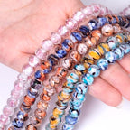 7.5×10mm 50pcs Light Blue Dark Blue Stripe Faceted Lampwork Glass Beads for Jewelry Making, Flat Round Handmade Murano Beads for Bracelets, Crafts, Friendship Bracelet Kit, Rosary Making - color: Light Blue Dark Blue Stripe