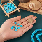 Craftdady 80Pcs 10mm Natural Turquoise Heishi Coin Disc Stone Beads Flat Round Disk Gemstone Loose Beads for Jewelry Craft Necklace Bracelet Making Hole: 1mm - color: Cyan Blue, 10mm