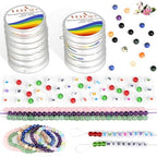 LPBeads 12 Rolls 0.8mm Elastic Stretchy String Cord for Bracelet Jewelry Making with Beading Needles and Ruler - style: White
