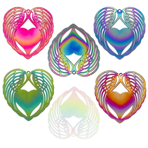 Dazzling Colorful Filigree Charms Hollow Out Multicolor Geometric Filigree Pendants for DIY Jewelry Making Earrings Necklaces Components - color: Heart-1