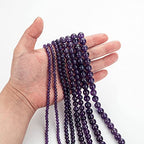 100Pcs Natural Stone Beads 6mm Amethyst Round Gemstone Loose Beads with Elastic Bracelet String for Bracelets Necklace Jewelry Making - color: Amethyst, size: 6mm
