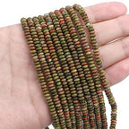 BEADIA Natural Unakite Spacer Beads Caps Rondelle Disk Loose Beads for Beading Jewelry Making 4mmx2mm 38cm - color: Unakite, size: Rondelle Disk 4mm x 2mm