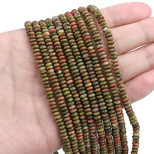 BEADIA Natural Unakite Spacer Beads Caps Rondelle Disk Loose Beads for Beading Jewelry Making 4mmx2mm 38cm - color: Unakite, size: Rondelle Disk 4mm x 2mm