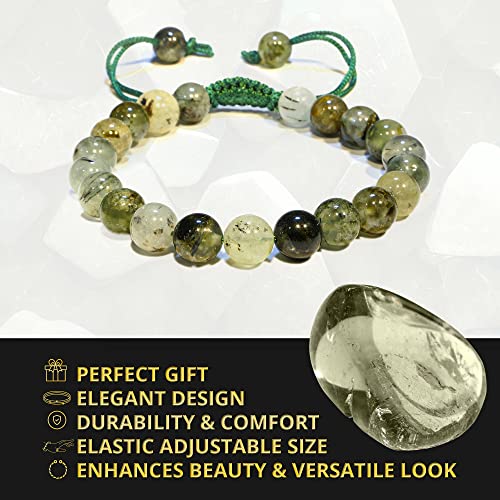 ANAYA AGATE Energy Protection Crystal Handmade Adjustable Bead Bracelet Perfect for Men, Women’s Christmas Gift - Gemstone Healing Stretch Bracelet Pulsera Para Hombre Mujer Stocking Stuffer - color: Prehnite