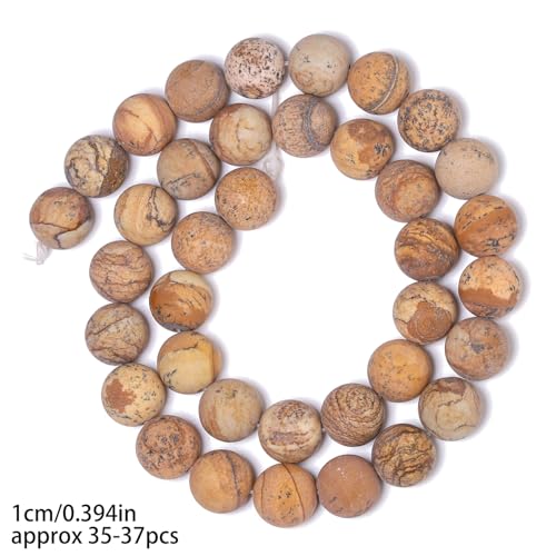 Matte Picture Stone 6mm 60 Pcs Stone Beads for Jewelry Making Large Beads Bracelet Keychain Loose Round Smooth Gemstone Beads Necklace Earrings DIY Arts and Crafts Natural Stone Beads ﻿ - color: Matte Picture Stone, size: 10mm